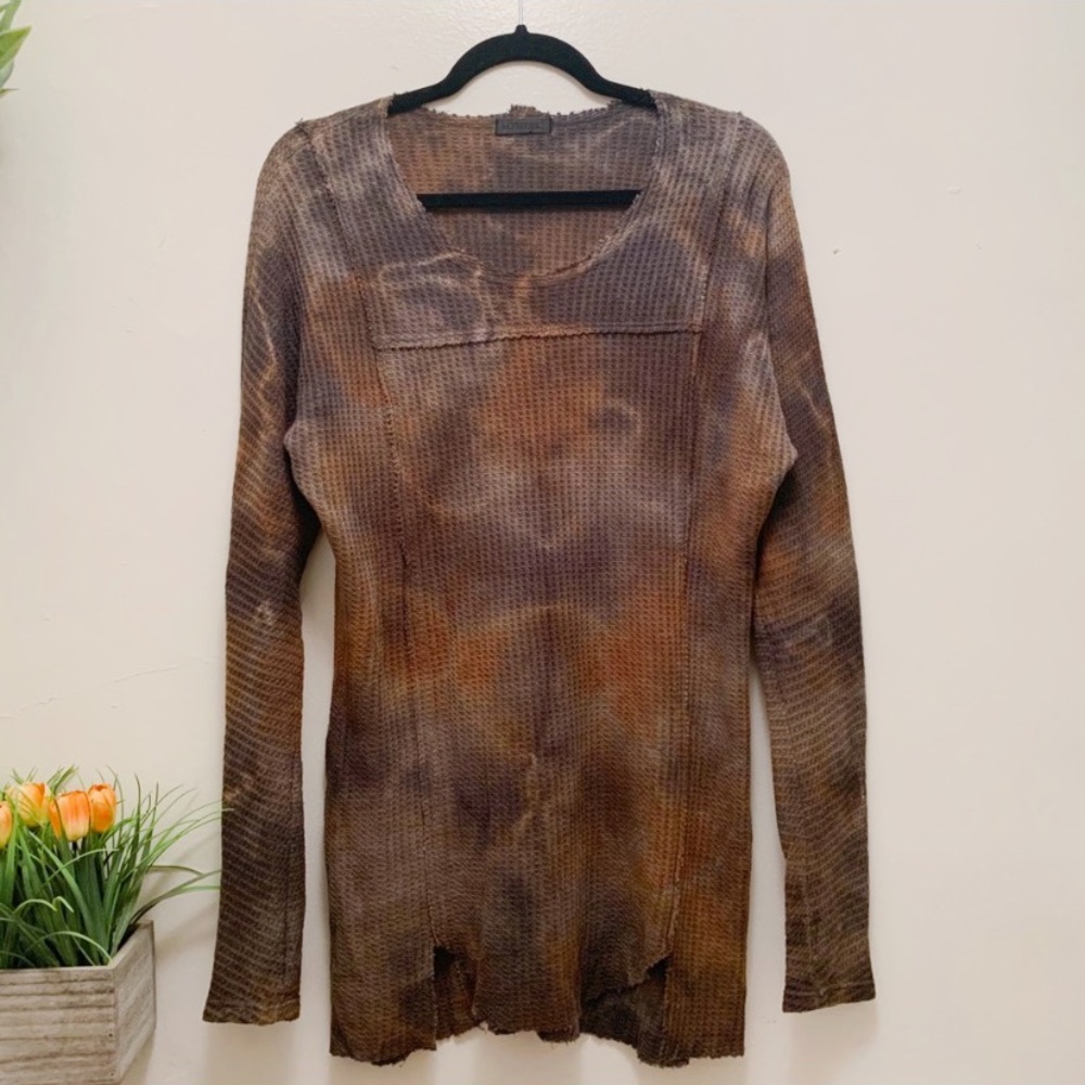 M. Fredric tie dye raw hem thermal long sleeve S